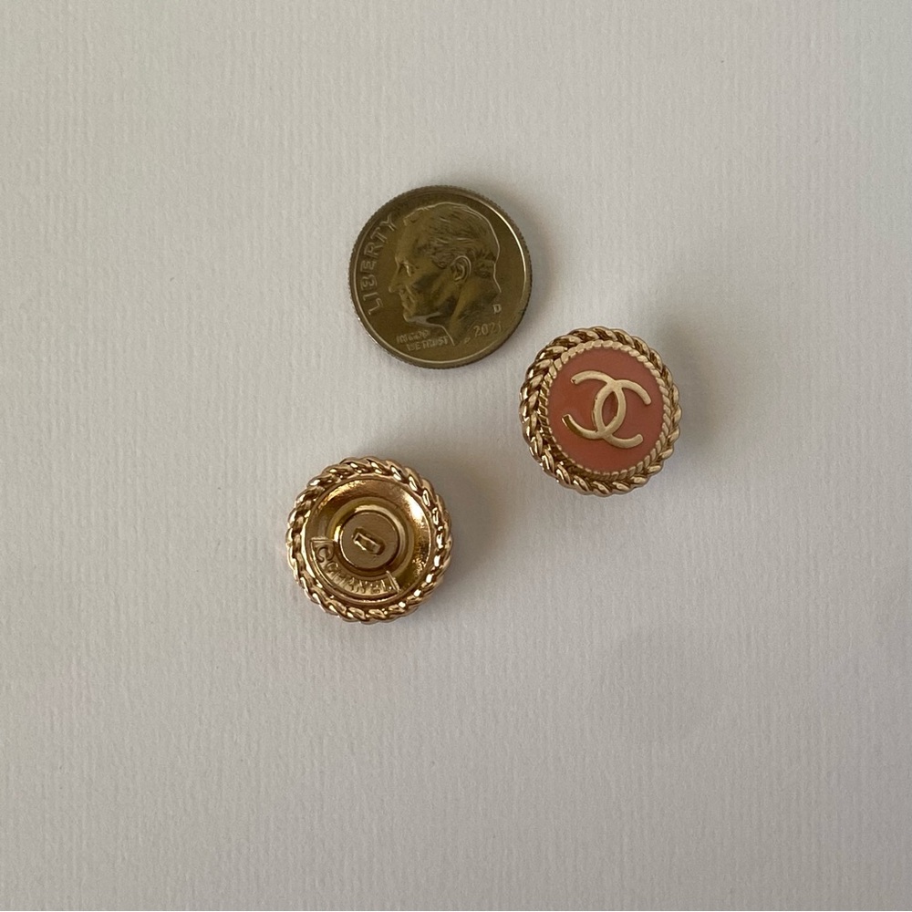 Authentic Pink and Gold Chanel Buttons - Picture 3 of 6